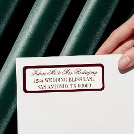 Burgundy Future Mr & Mrs Wedding Return Address ラベル