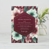 Burgundy Gilded Bloom Wedding 招待状 (スタンド正面)