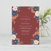 Burgundy Gilded Blossom Wedding 招待状 (スタンド正面)