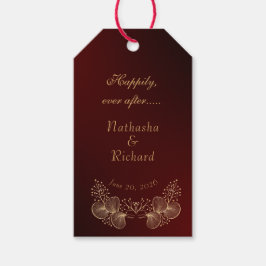 Burgundy & Gilded Floral Elegant Wedding ギフトタグ