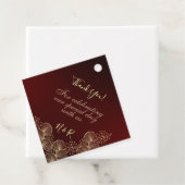 Burgundy & Gilded Floral Elegant Wedding フェイバータグ (インサイチュ)