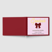 Burgundy Gingham Bow Graduation Party ゲストブック (全面)