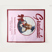 Burgundy Gingham Bow Photo Graduation Backdrop タペストリー (正面(横))