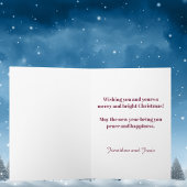 Burgundy Gingham Christmas Photo Merry and Bright  シーズンカード