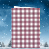 Burgundy Gingham Christmas Photo Merry and Bright  シーズンカード