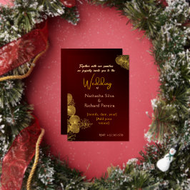 Burgundy & Glided Floral Elegant Wedding  箔招待状