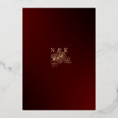 Burgundy & Glided Floral Elegant Wedding  箔招待状 (裏面)