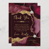 Burgundy Gold Agate Geode Birthday サンキューカード (正面/裏面)
