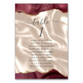 Burgundy Gold Agate Ivory Silk Wedding テーブルナンバー (正面)