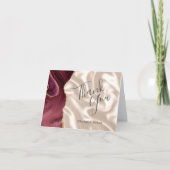 Burgundy Gold Agate Ivory Silk Wedding Thank You カード (正面)