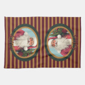 Burgundy gold and dark green キッチンタオル (横)