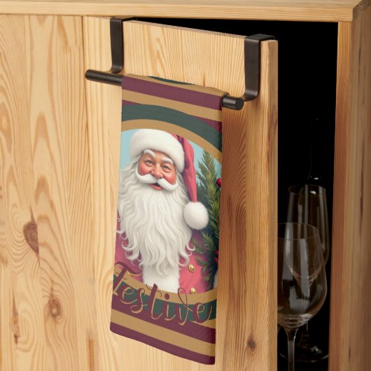 Burgundy gold and dark green キッチンタオル (三つ折り)