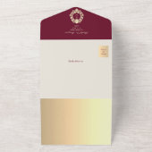 Burgundy Gold Baroque All-in-One Wedding Invite オールインワン招待状 (外側)