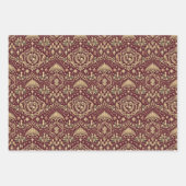 Burgundy Gold Baroque Christmas Ornament Pattern ラッピングペーパーシート (正面)