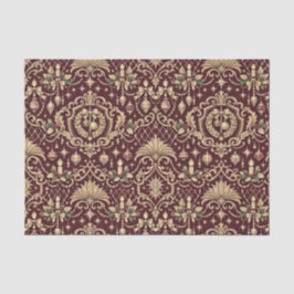 Burgundy Gold Baroque Christmas Ornament Pattern 薄葉紙