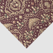 Burgundy Gold Baroque Christmas Ornament Pattern 薄葉紙 (詳細)
