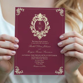 Burgundy Gold Baroque Wedding 招待状