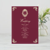 Burgundy Gold Baroque Wedding Ceremony Program (スタンド正面)