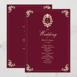 Burgundy Gold Baroque Wedding Ceremony Program