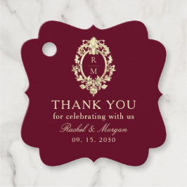 Burgundy Gold Baroque Wedding Favor Thank You Tag フェイバータグ