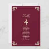 Burgundy Gold Baroque Wedding Seating Chart (正面)