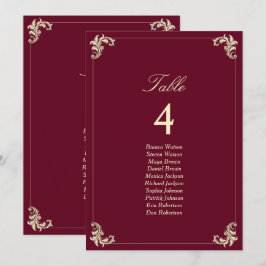 Burgundy Gold Baroque Wedding Seating Chart