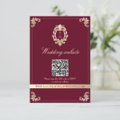Burgundy Gold Baroque Wedding Website QR Card エンクロージャーカード (スタンド正面)