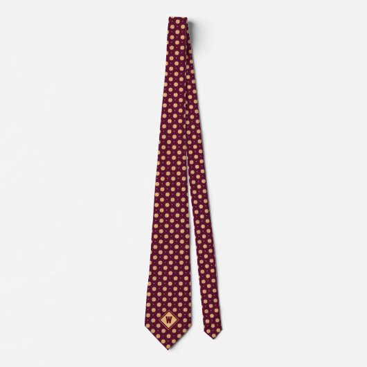 Burgundy Gold Baseball Icon Necktie ネクタイ (正面)