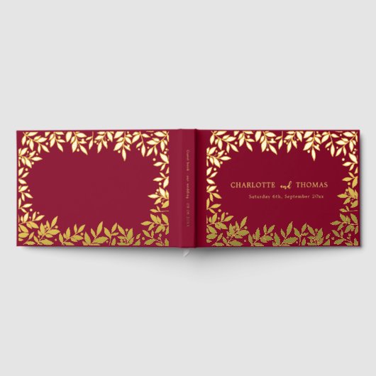 Burgundy gold botanical wedding  ゲストブック (全面)