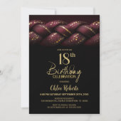 Burgundy Gold Braid 18th Birthday Party 招待状 (正面)