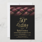 Burgundy Gold Braid 30th Birthday Party 招待状 (正面)