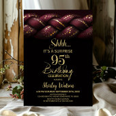 Burgundy Gold Braid Surprise 95th Birthday Party 招待状