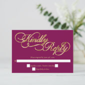 Burgundy & Gold Calligraphy Formal Wedding RSVP (スタンド正面)