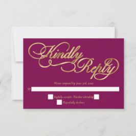 Burgundy & Gold Calligraphy Formal Wedding RSVP