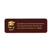 Burgundy | Gold Class of 2026 Graduation Cap Label ラベル (正面)