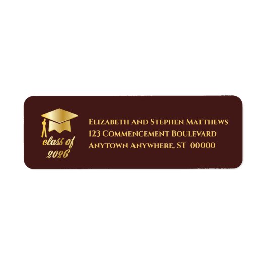 Burgundy | Gold Class of 2026 Graduation Cap Label ラベル (正面)