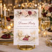 Burgundy Gold Dinner Party Invitation 招待状