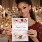 Burgundy Gold Dinner Party Invitation 招待状