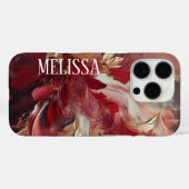 Burgundy Gold Elegance in Acrylic With Name Case-Mate iPhoneケース (裏面 (横))