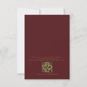Burgundy Gold Elegant Minimalist QR Code Wedding 招待状 (裏面)
