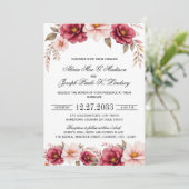 Burgundy Gold Elegant Modern Wedding Invitation 招待状 (スタンド正面)