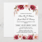 Burgundy Gold Elegant Modern Wedding Invitation 招待状 (正面/裏面)