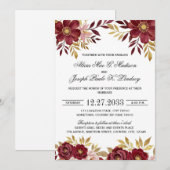 Burgundy Gold Elegant Modern Wedding Invitation 招待状 (正面/裏面)