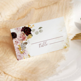 Burgundy gold fall wedding place cards