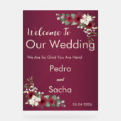 Burgundy Gold Fall Winter Garden Wedding Acrylic  アクリルサイン (正面)