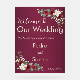 Burgundy Gold Fall Winter Garden Wedding Acrylic  アクリルサイン