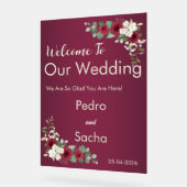 Burgundy Gold Fall Winter Garden Wedding Acrylic  アクリルサイン (傾斜)