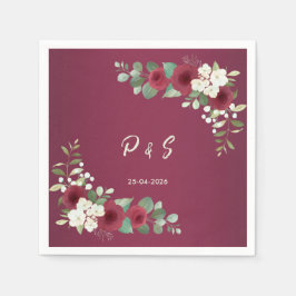 Burgundy Gold Fall Winter Garden Wedding Cocktail  スタンダードカクテルナプキン