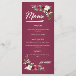 Burgundy Gold Fall Winter Garden Wedding Dinner メニュー