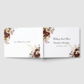 Burgundy Gold Floral Elegant Wedding ゲストブック (全面)